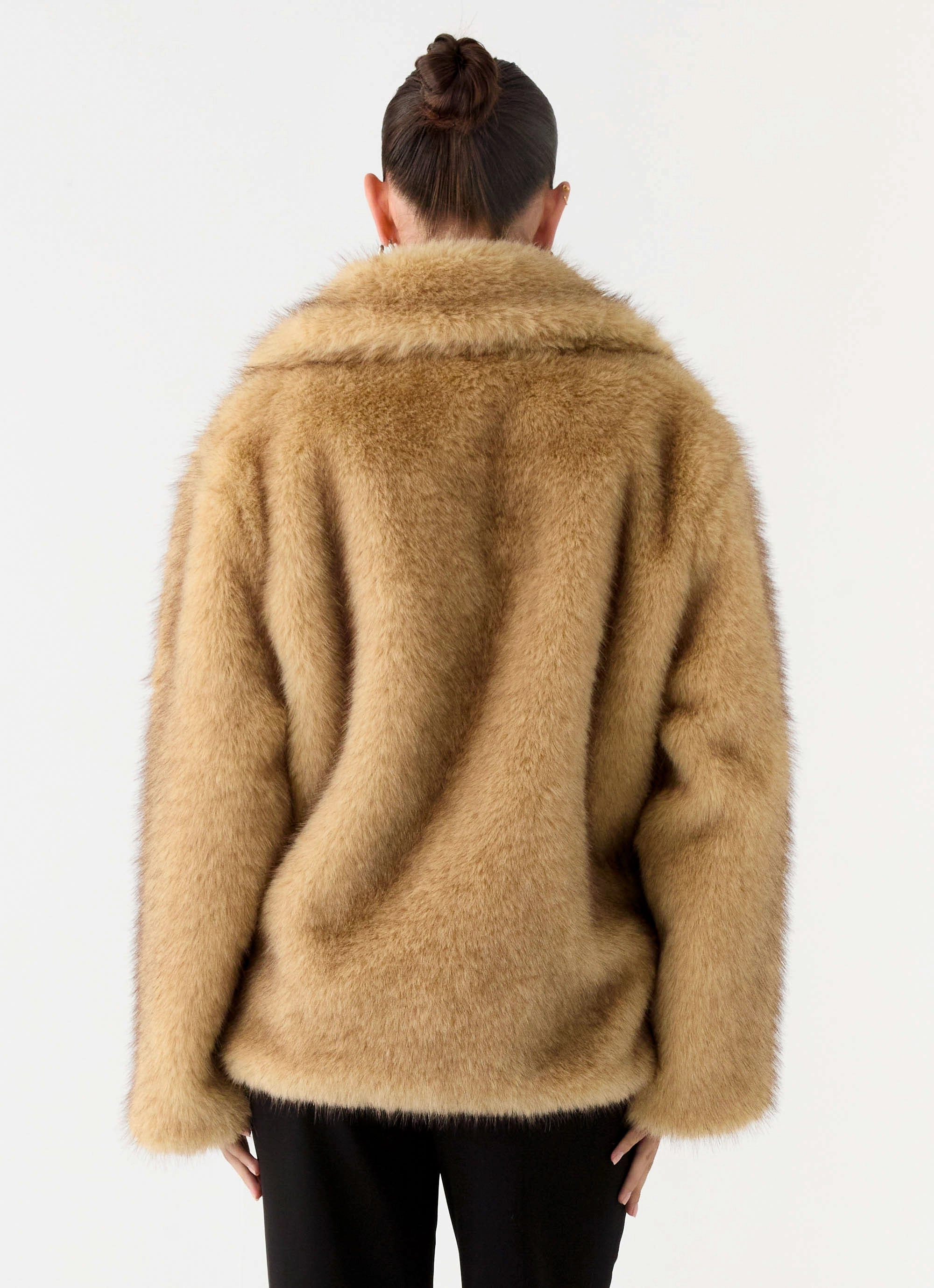 Milika Fur Coat - Beige Reinforced Shoulder Protection