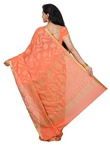 Mimosa Women's Traditional Chiffon Silk Saree Kanjivaram Style With Blouse Color:Peach(3354-2004-CF-PEACH )