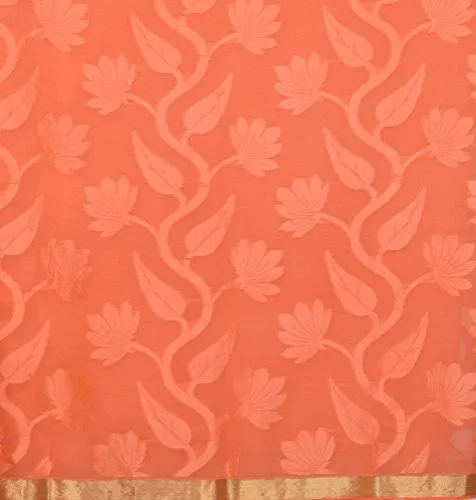 Mimosa Women's Traditional Chiffon Silk Saree Kanjivaram Style With Blouse Color:Peach(3354-2004-CF-PEACH )
