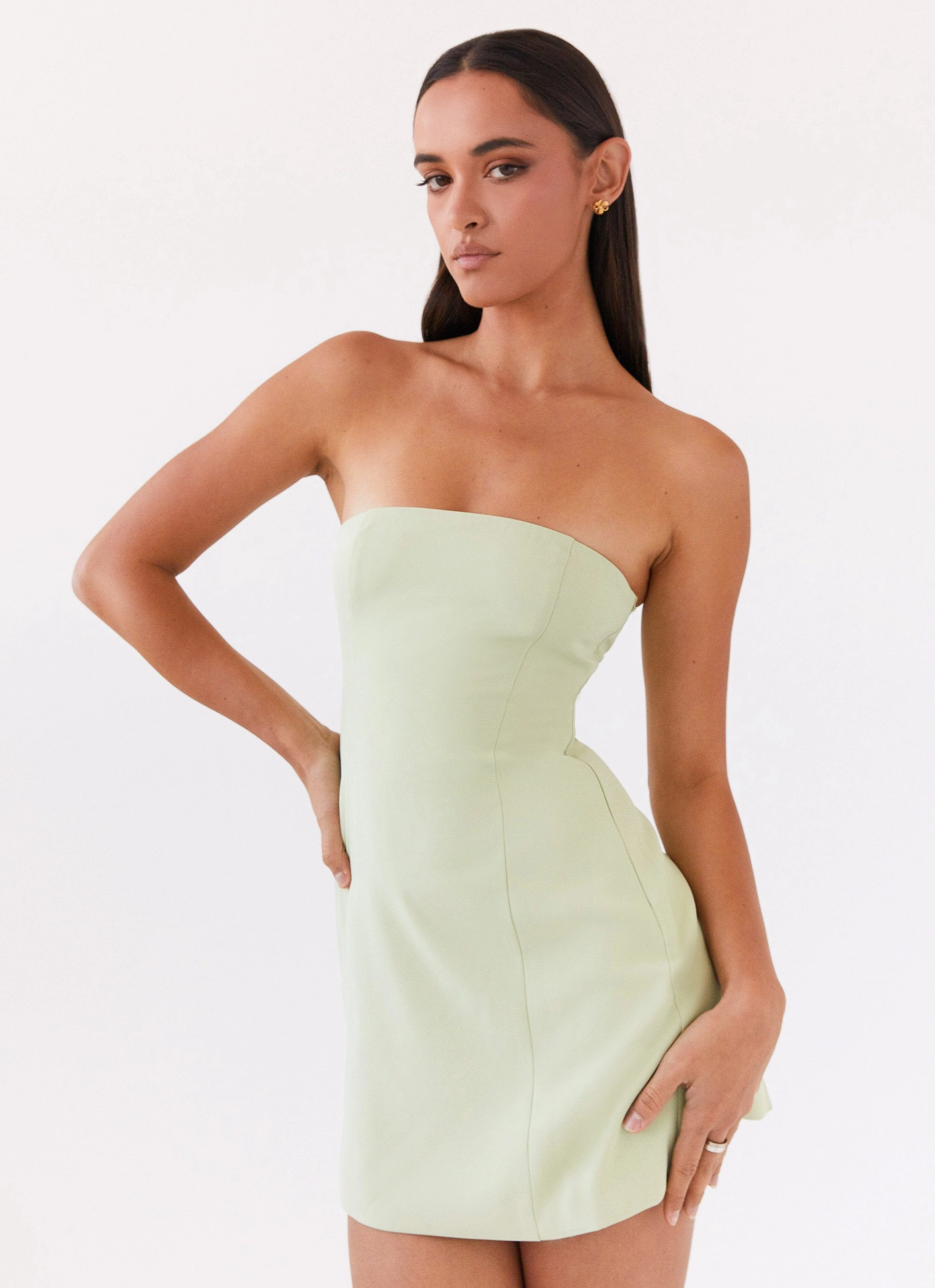 Ayanna Strapless Mini Dress - Green Zest Casual Chic Refined Simplicity
