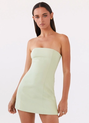 Ayanna Strapless Mini Dress - Green Zest Lace Fine Peace Glow