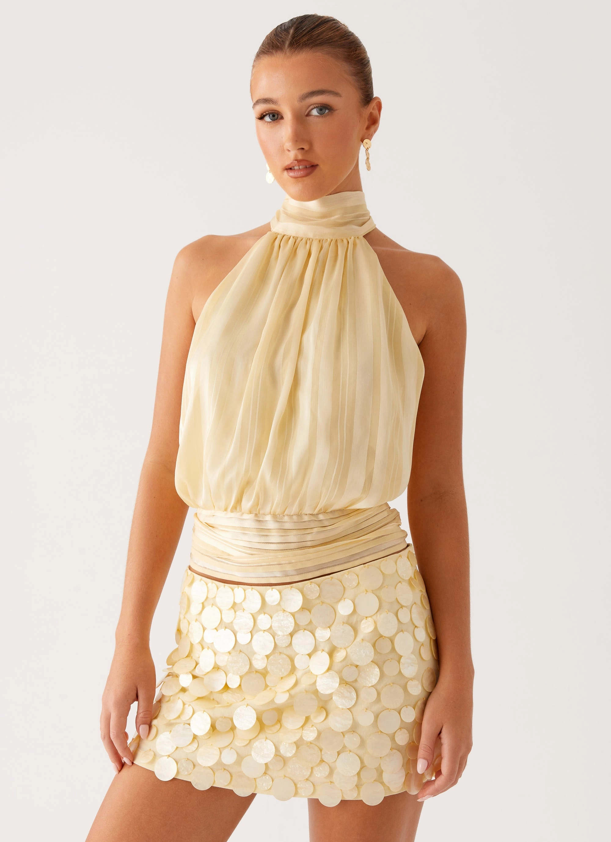 Stain Release Finish Movie Star Mini Skirt - Yellow