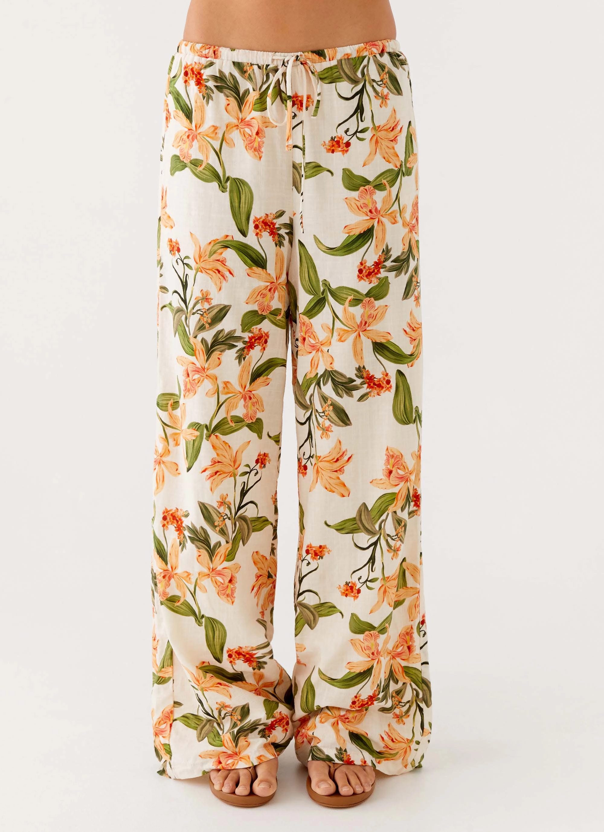 NonBindingWaistline Dalida Linen Pants - Floral Print