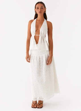 Flexible Cut snag resistant Indiana Corset Midi Skirt - White