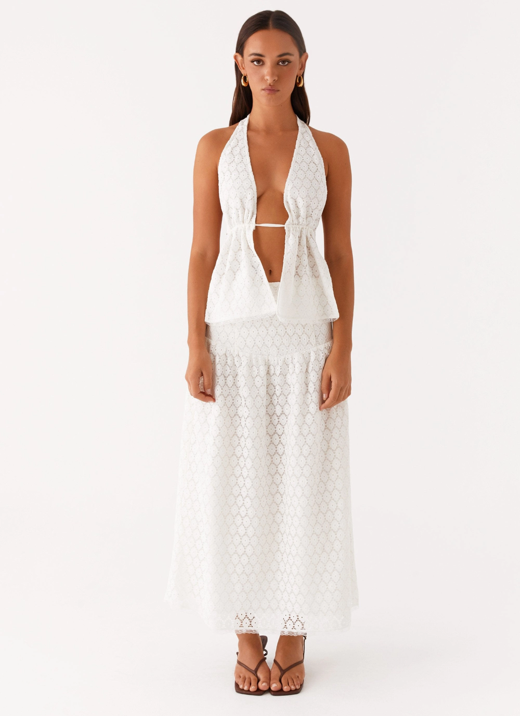 Indiana Corset Midi Skirt - White Comfortable Movement Minimal Design