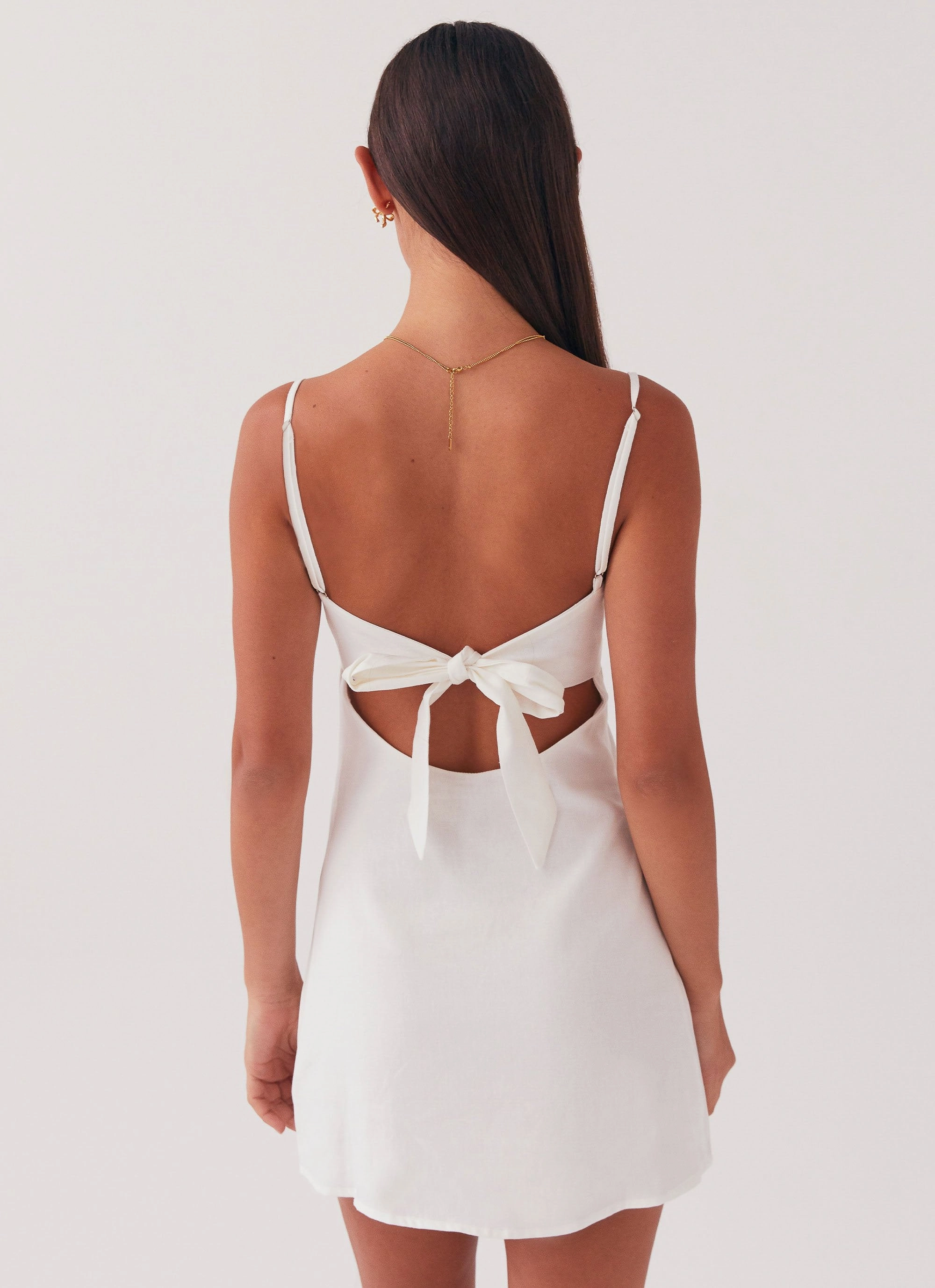 Daily Movement Polished Look Flora Linen Mini Dress - White