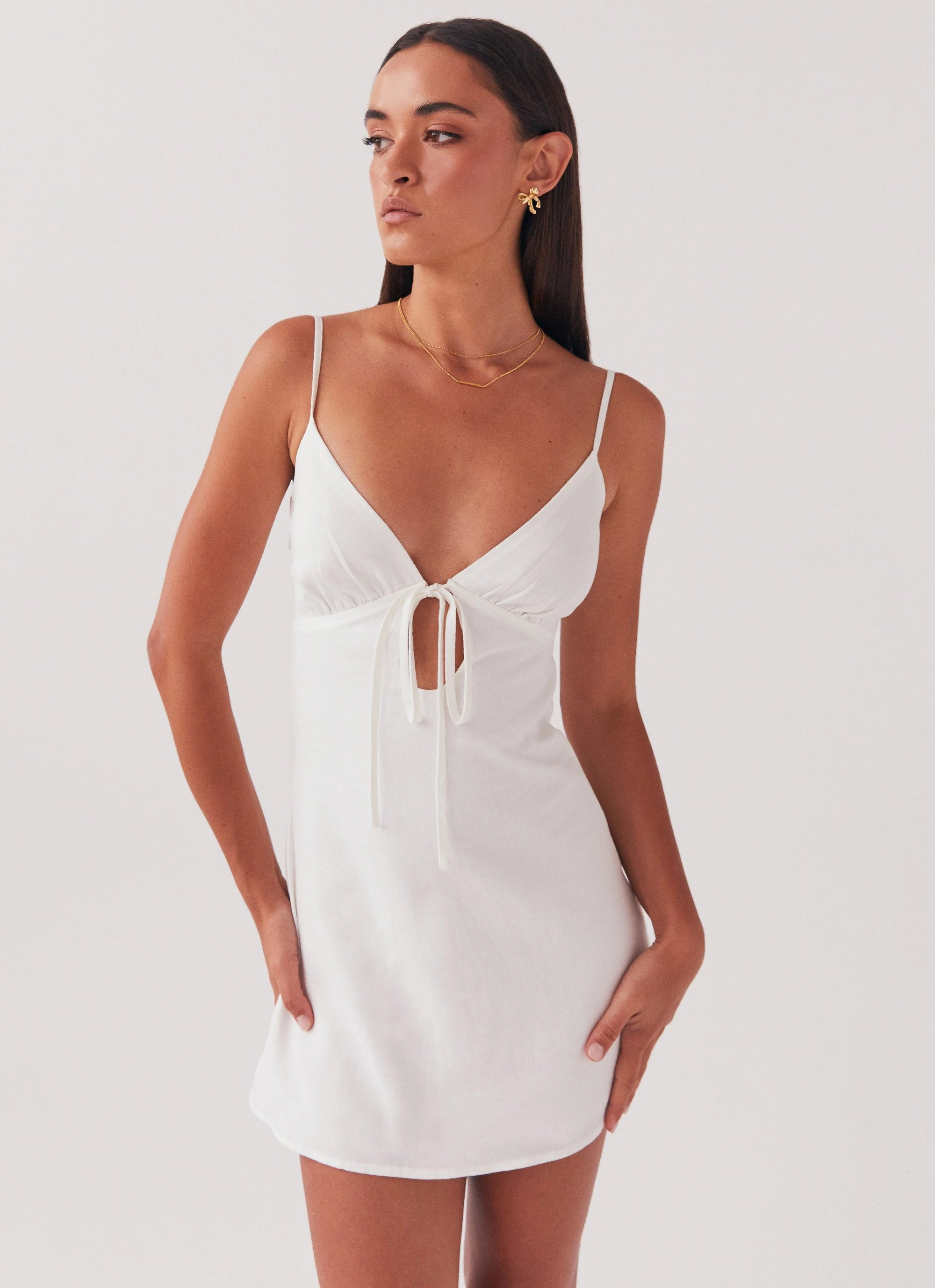 Flora Linen Mini Dress - White Maternity-Fit