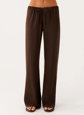 Chic Vibe Smart Comfort Deacon Low Rise Pants - Chocolate