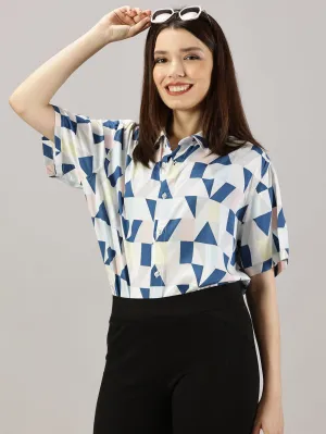Minimalist Geometry Half-Sleeve Oversized Shirt