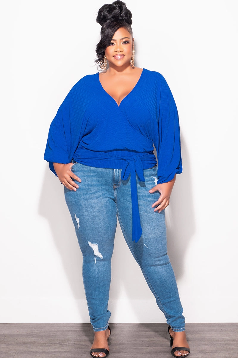 Final Sale Plus Size Reversible Top in Royal Blue Timeless Design