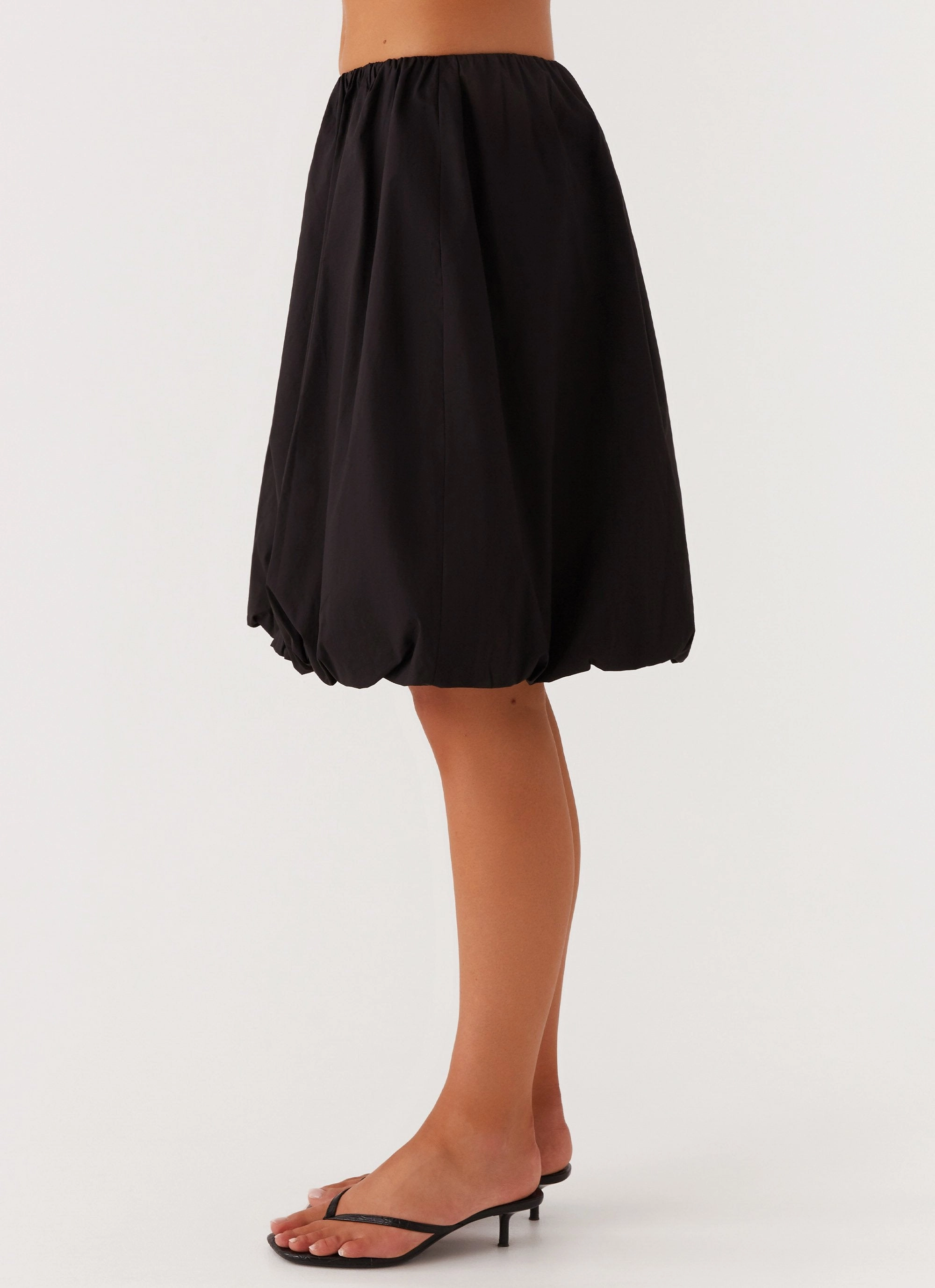 Casual Look Make Way Bubble Midi Skirt - Black