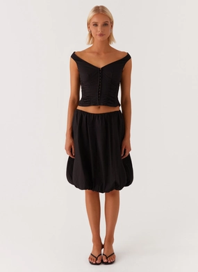 All Fit Relaxed Fit Design Make Way Bubble Midi Skirt - Black