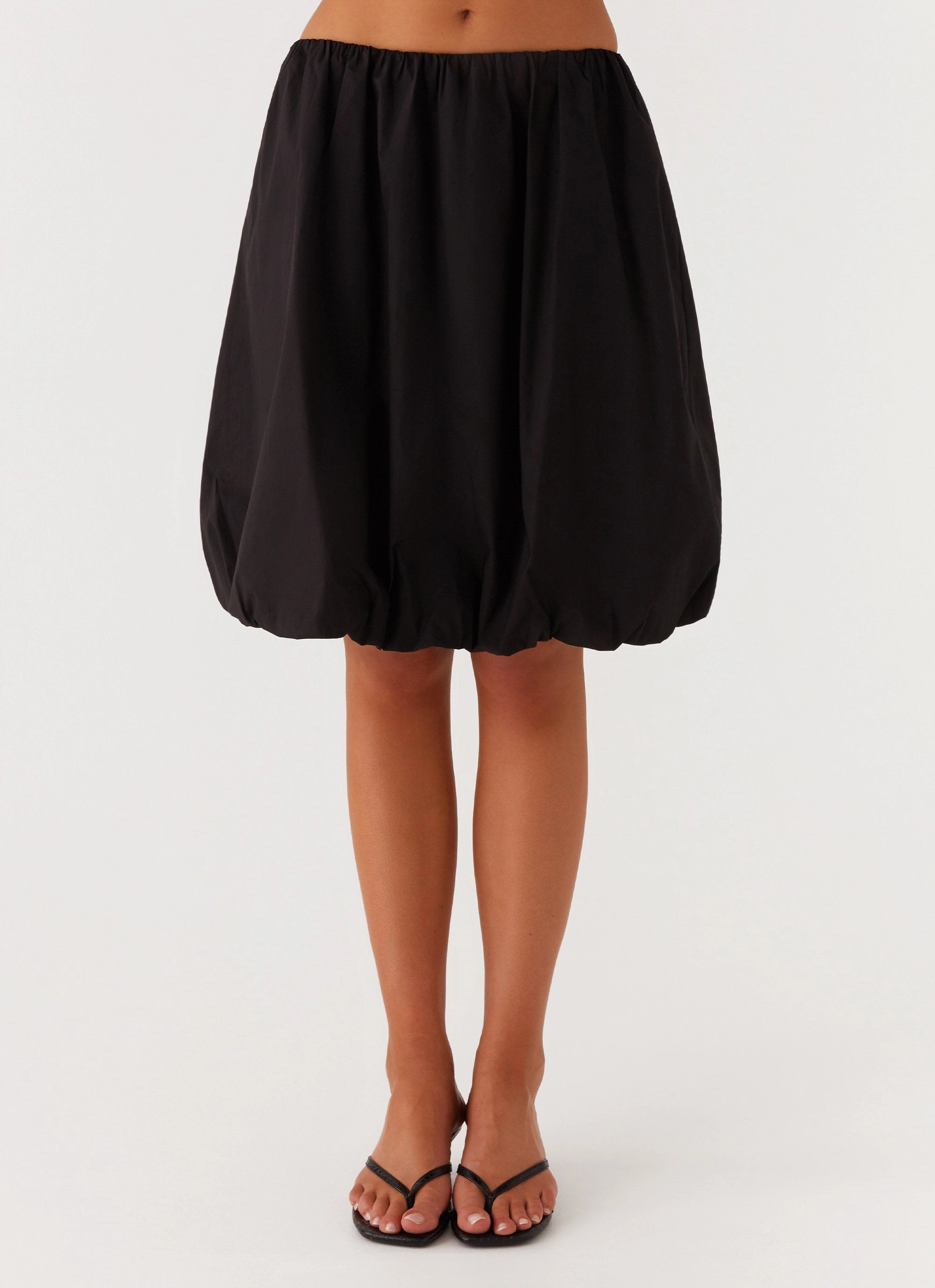 Make Way Bubble Midi Skirt - Black Soft Lines
