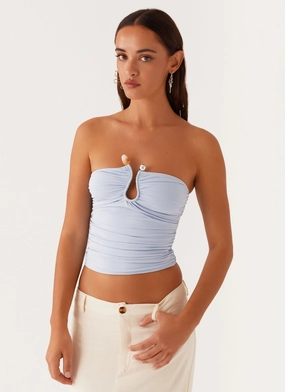 Rudy Tube Top - Blue Comfortable Collar SoftTouch
