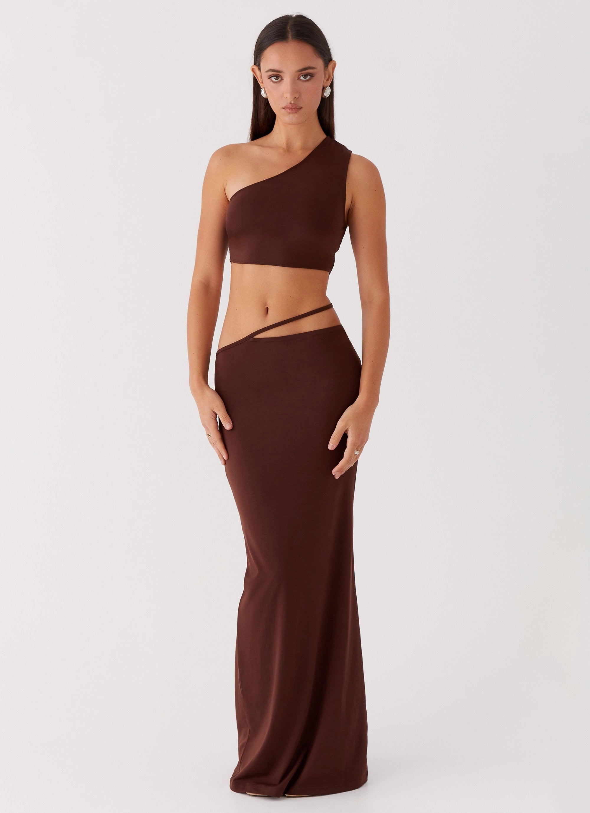 Practical Look Like You Do Low Rise Maxi Skirt - Chocolate