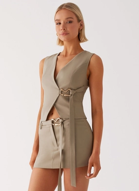 QuickRelease Office Wear Mira Vest Top - Khaki