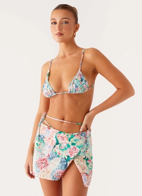 Smooth Fabric WaterproofTechnology Miradelle Wrap Mini Skirt - Santorini Floral
