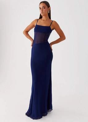 Light Cloud Saturated Hue Miranda Maxi Dress - Navy