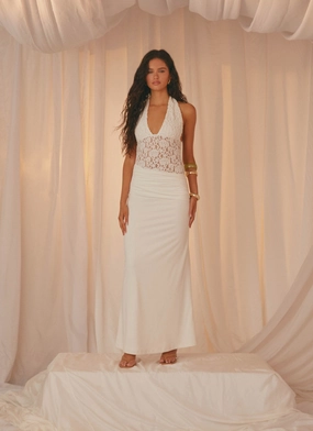 Miri Halter Maxi Dress - Ivory Fitted Style