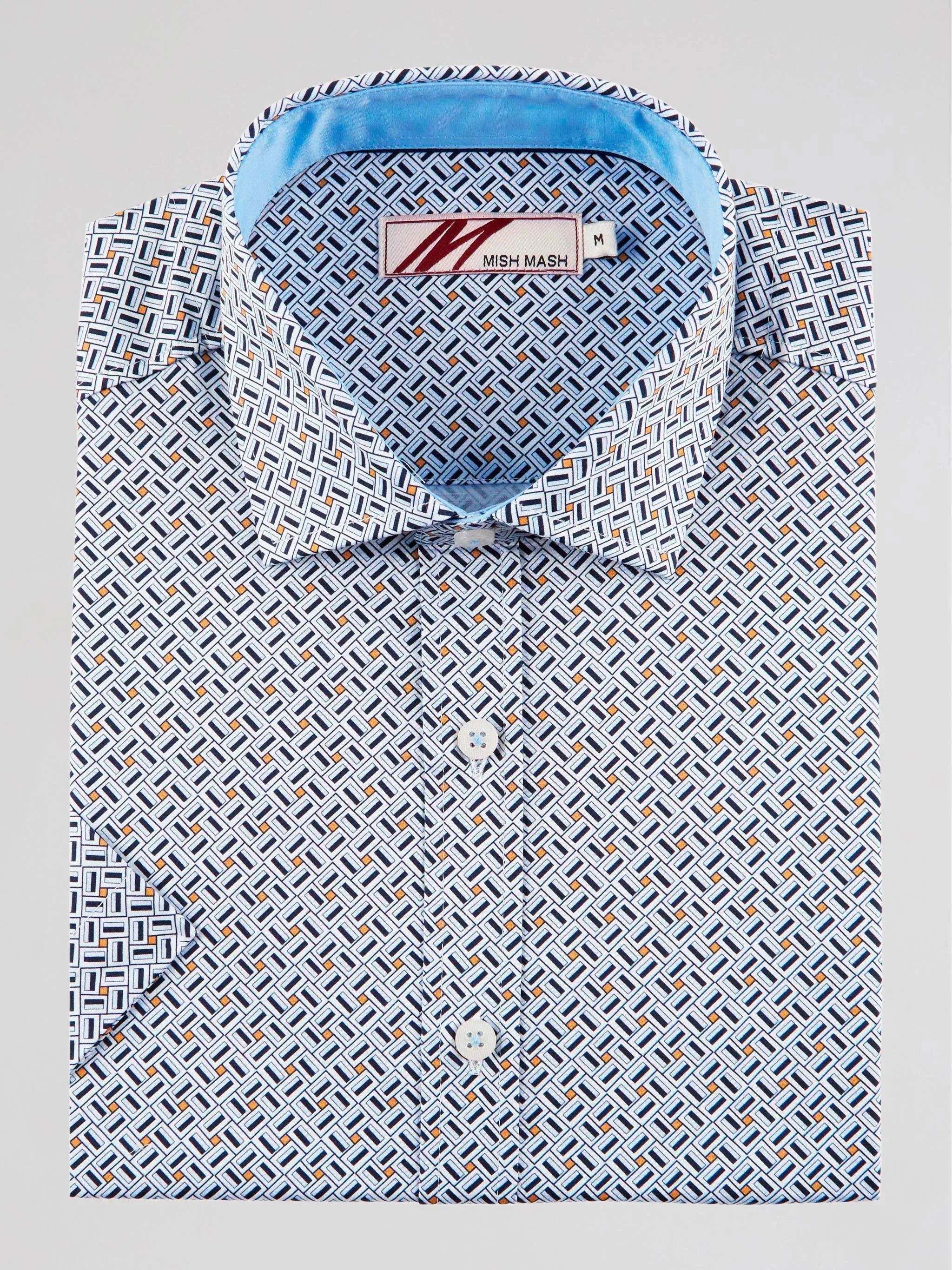 Mish Mash Heron Printed Short Sleeve Casual Shirt - White