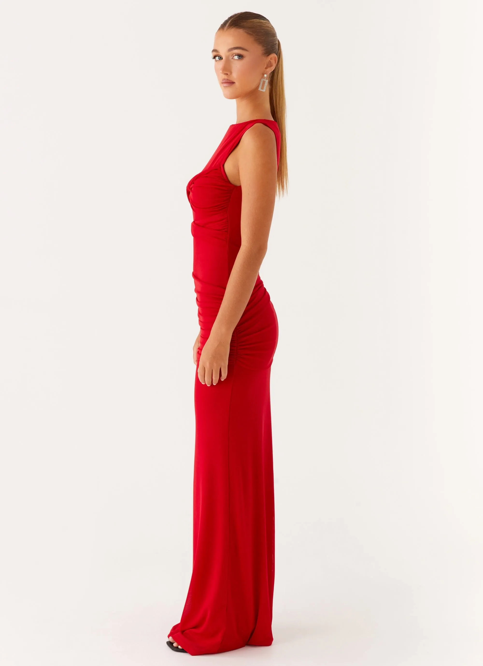 Versatile Comfort Wear Basic Shape Missy Maxi Dress - Red