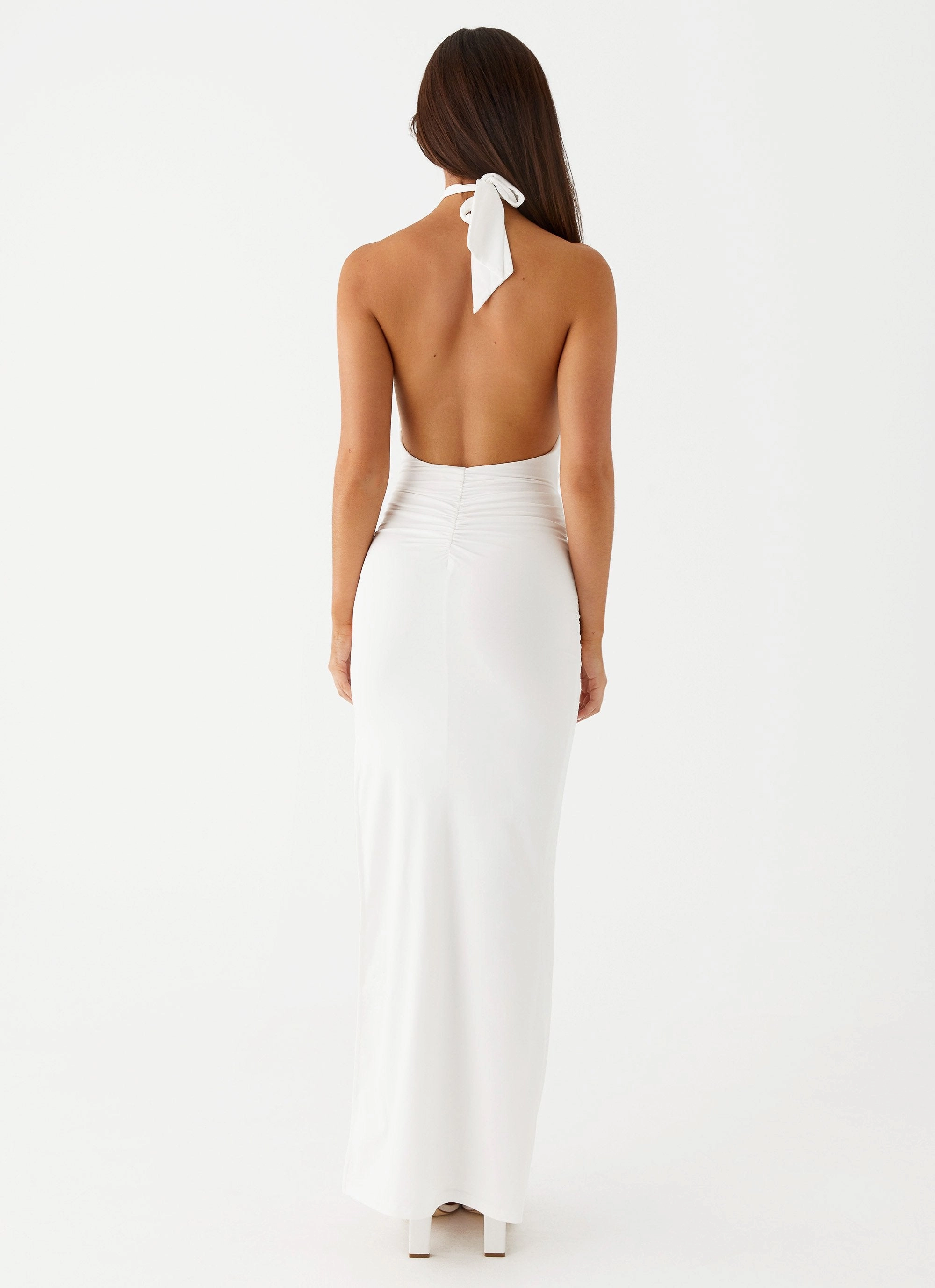 Samara Halterneck Maxi Dress - White Grace Glow