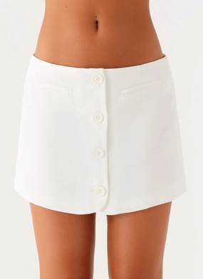 Comfortable Cut Mixie Low Rise Mini Skirt - Ivory