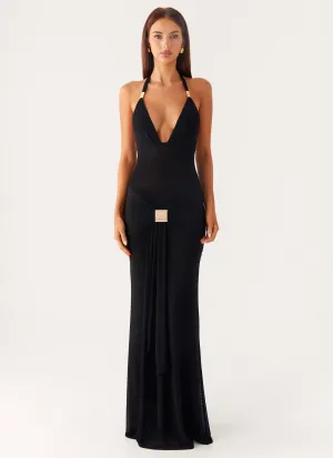 Miyah Halter Hardware Maxi Dress - Black Elegant formal outfit