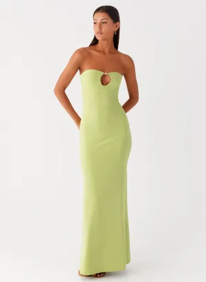 Moara Cut Out Maxi Dress - Lime Green Slim-fit Coral Soft