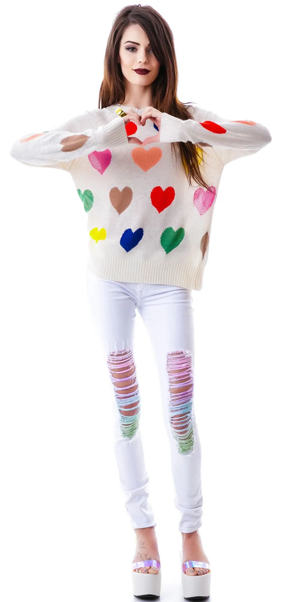 Mod Pop Hearts 70's Sweater