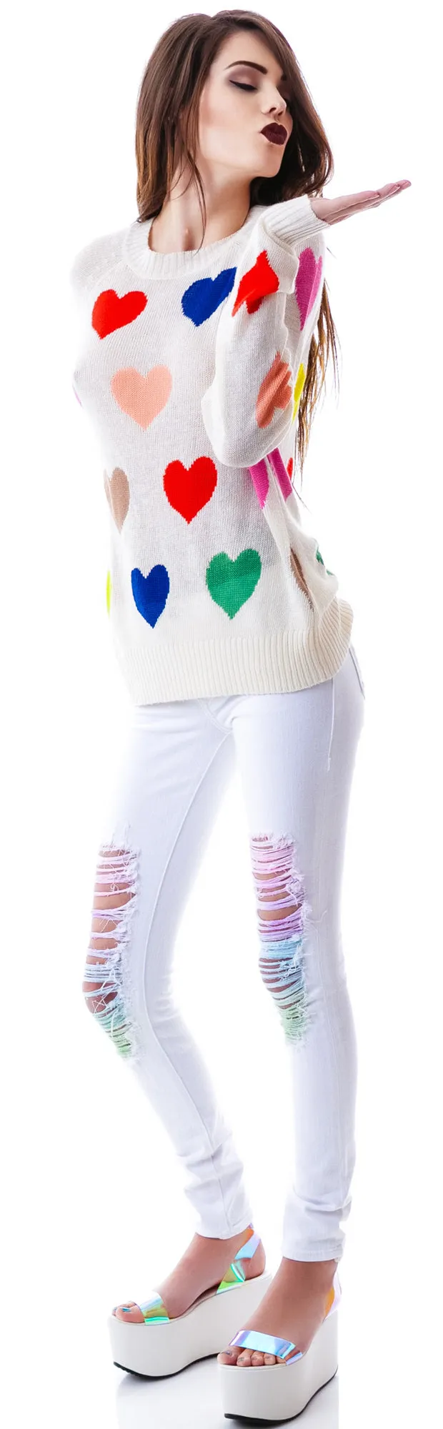 Mod Pop Hearts 70's Sweater