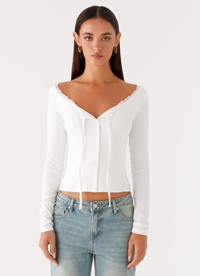 Moda Long Sleeve Top - White No Iron Fabric QuickRelease Closure