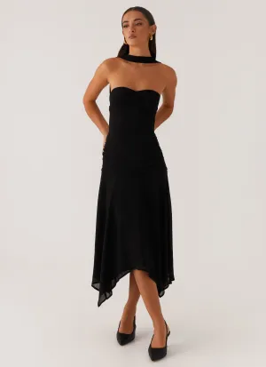 Office Wear Leto Chiffon Midi Dress - Black