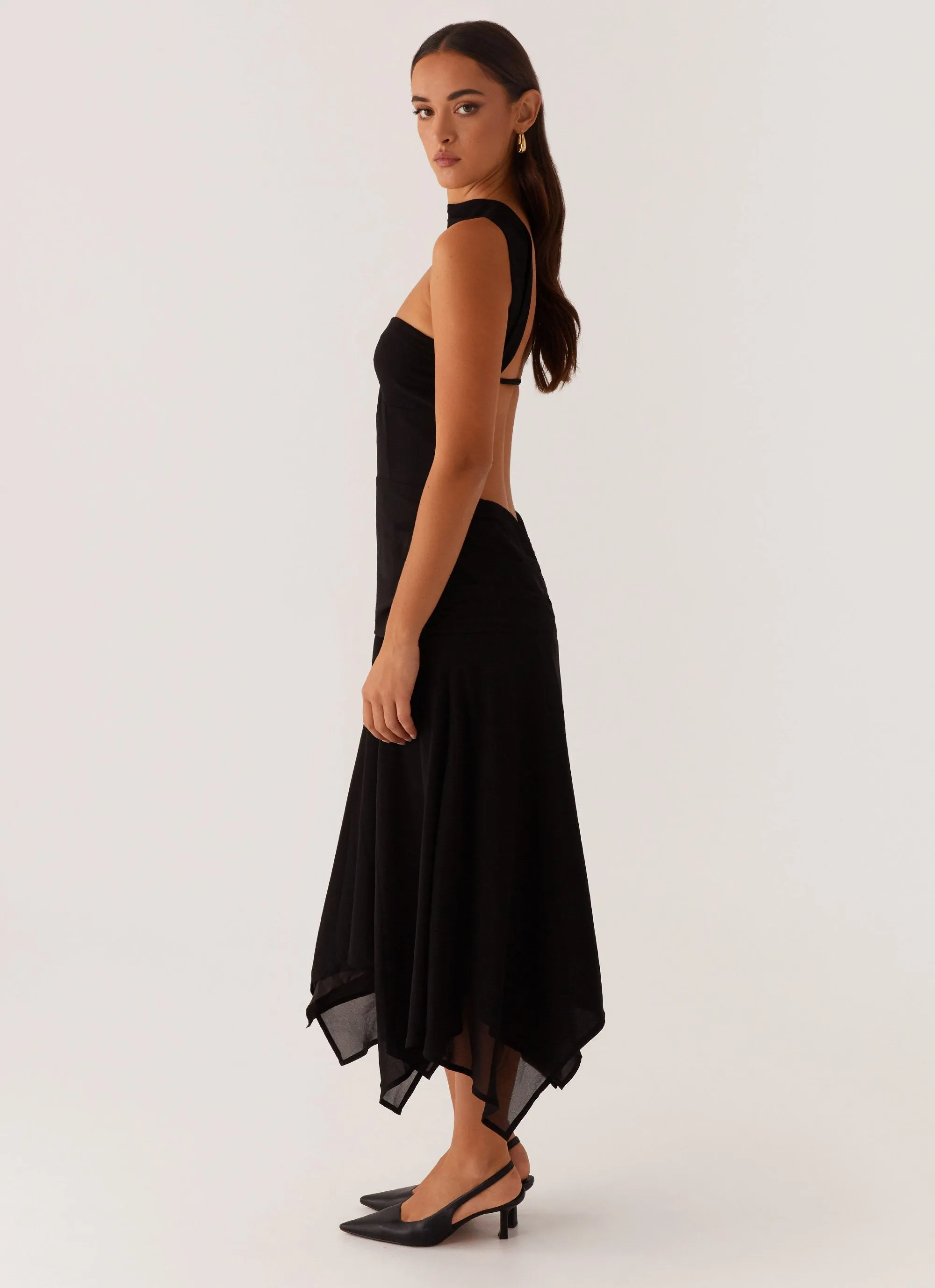 Leto Chiffon Midi Dress - Black Style Blend