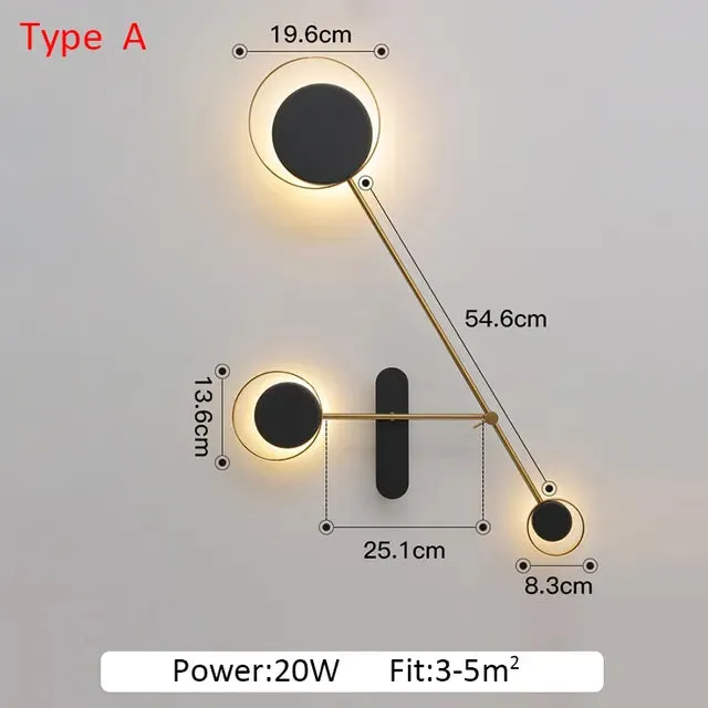 Modern minimalist Led Indoor wall lamp round for Living Room Bedroom swing arm lamp Adjustable Black loft wall lamps