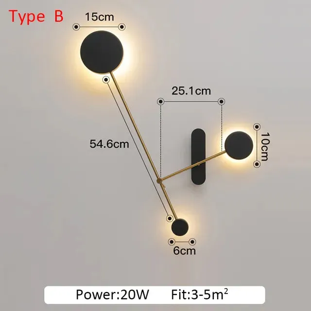 Modern minimalist Led Indoor wall lamp round for Living Room Bedroom swing arm lamp Adjustable Black loft wall lamps