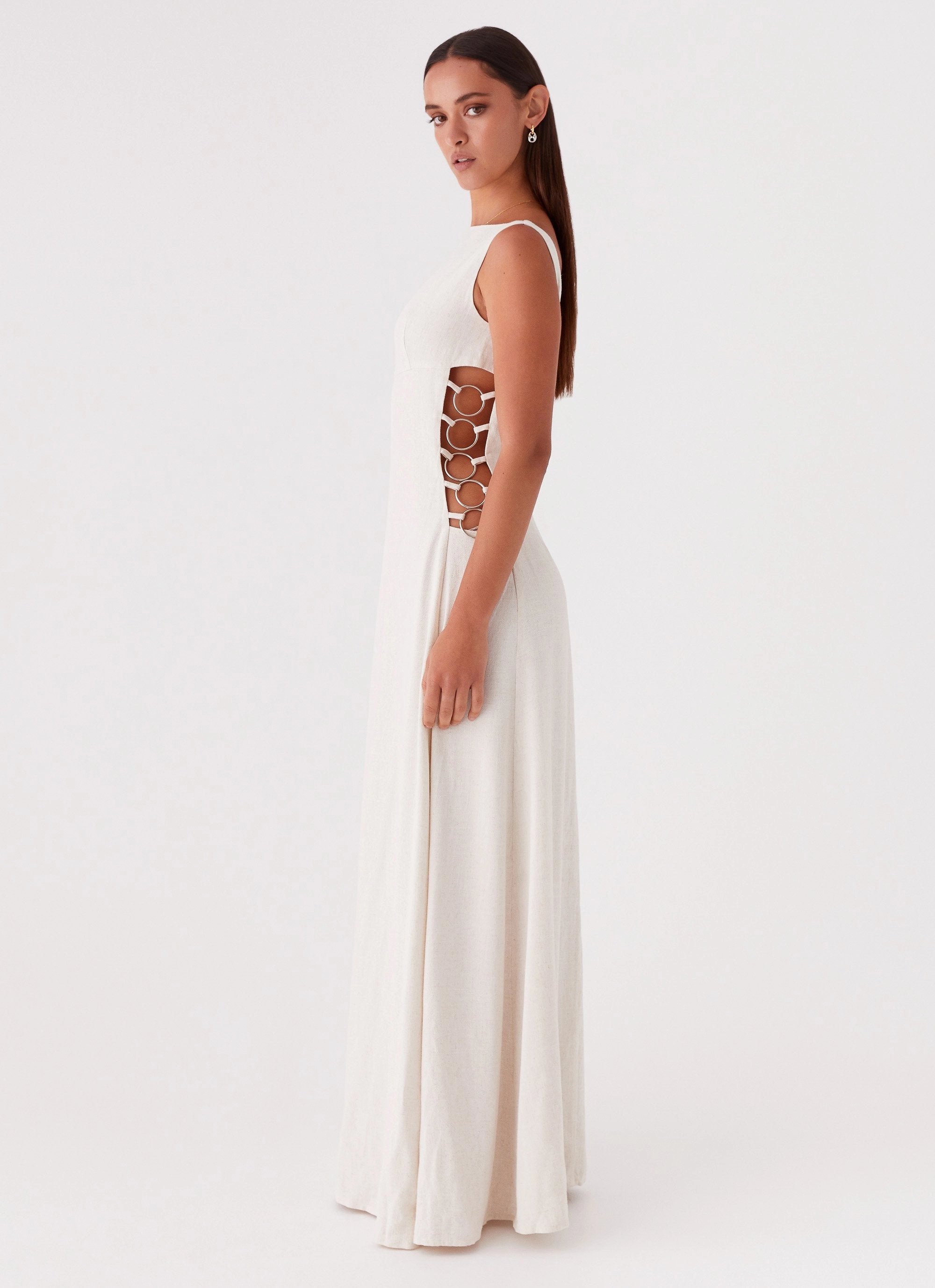 Soft Flow Catherine Linen Maxi Dress - Oatmeal