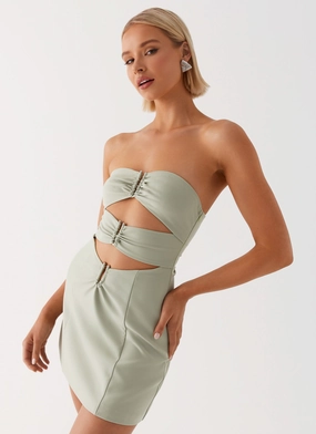 Polished Cut Daytime Look Roxie Mini Dress - Khaki