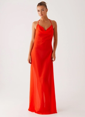 Fantasy Maxi Dress - Orange Chilly Weather Wear