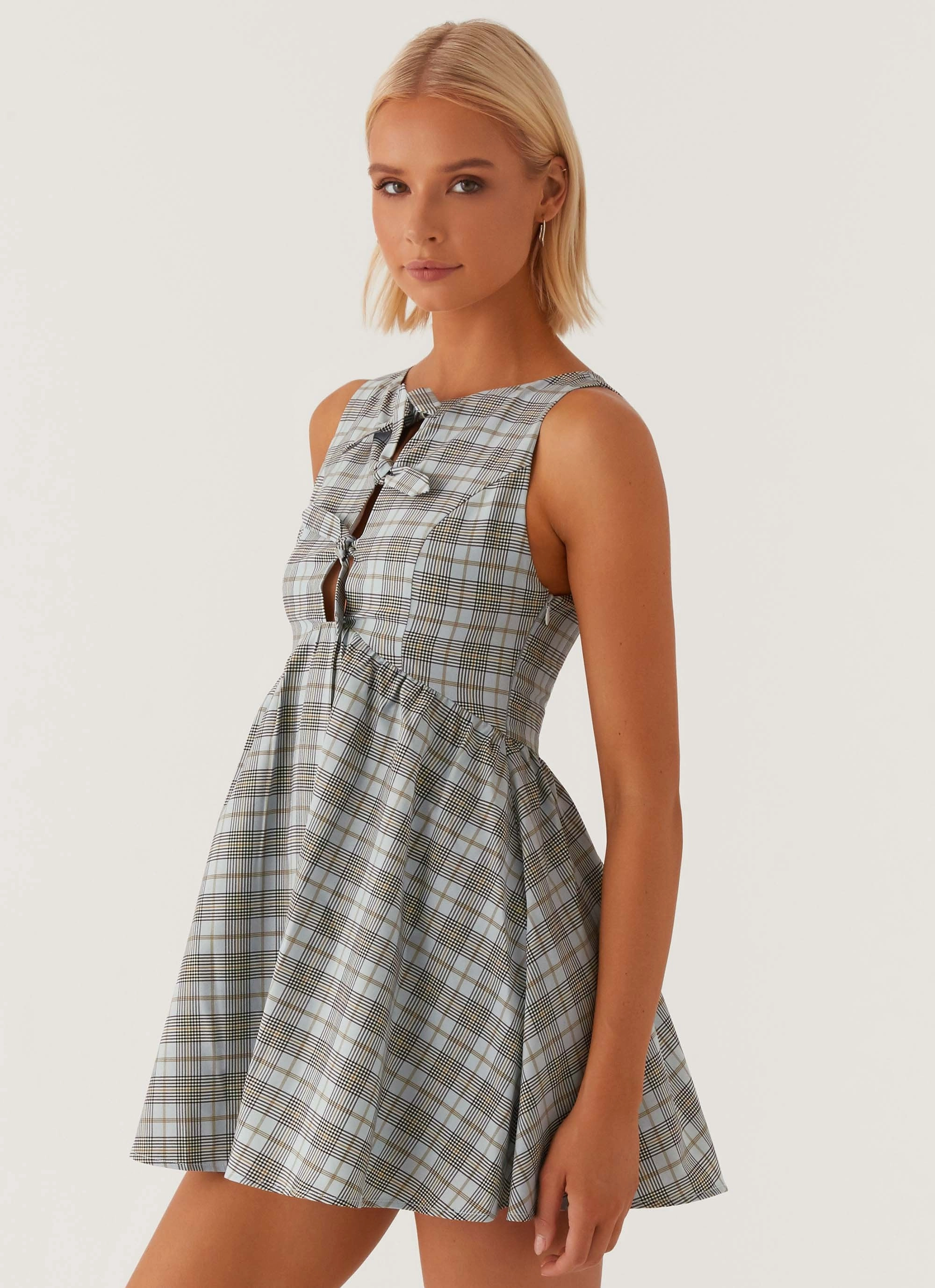 Smart Blend Mood Edge Steffie Mini Dress - Check