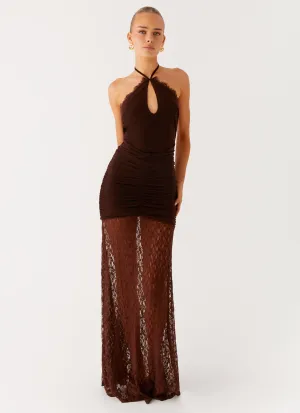 Lawn Soft Anti-bacterial Somber Maxi Dress - Chocolate