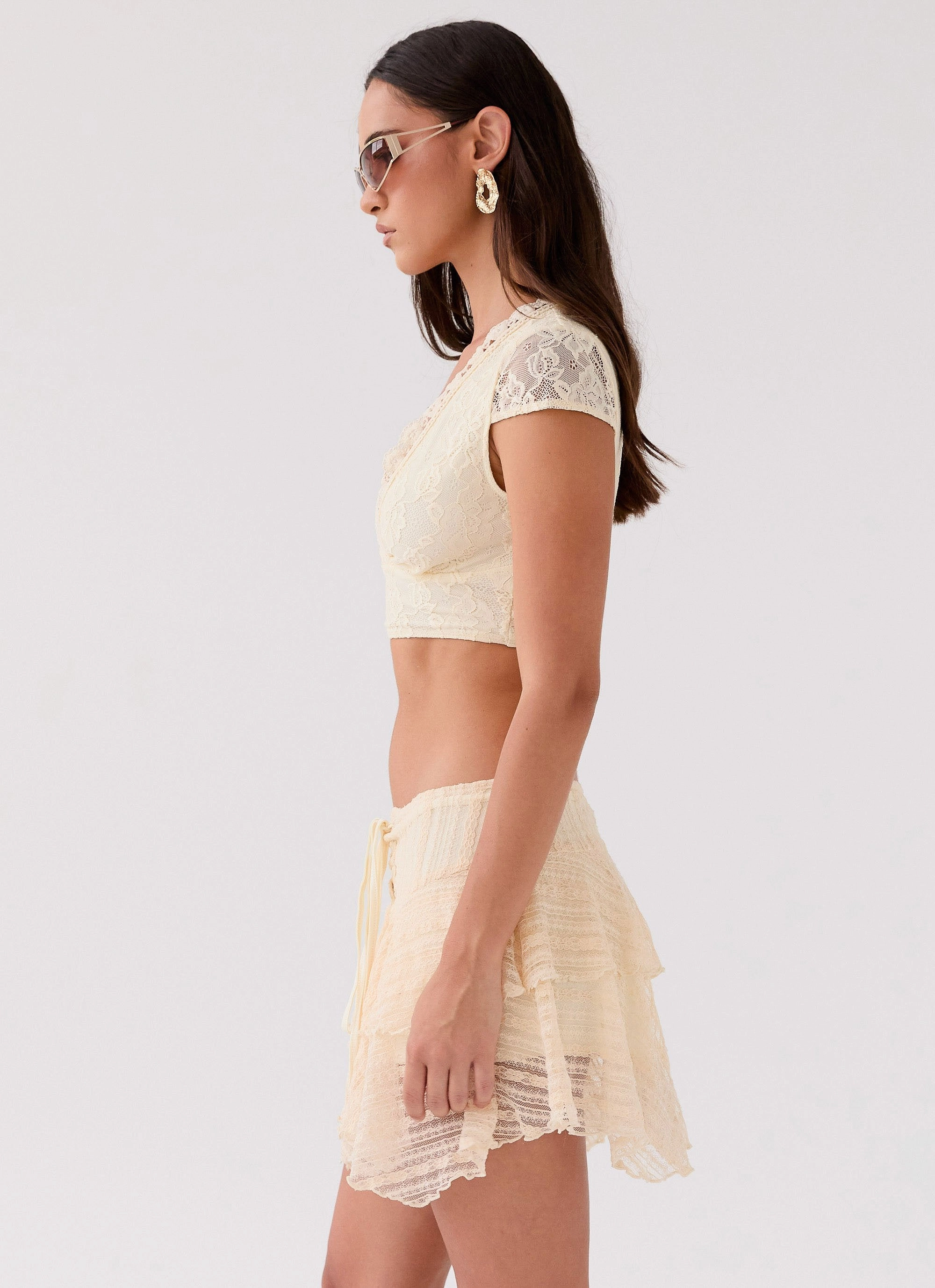 Coconut Cove Mini Skirt - Ivory Distressed finish