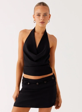 Cozy Blouse Amalia Cowl Top - Black