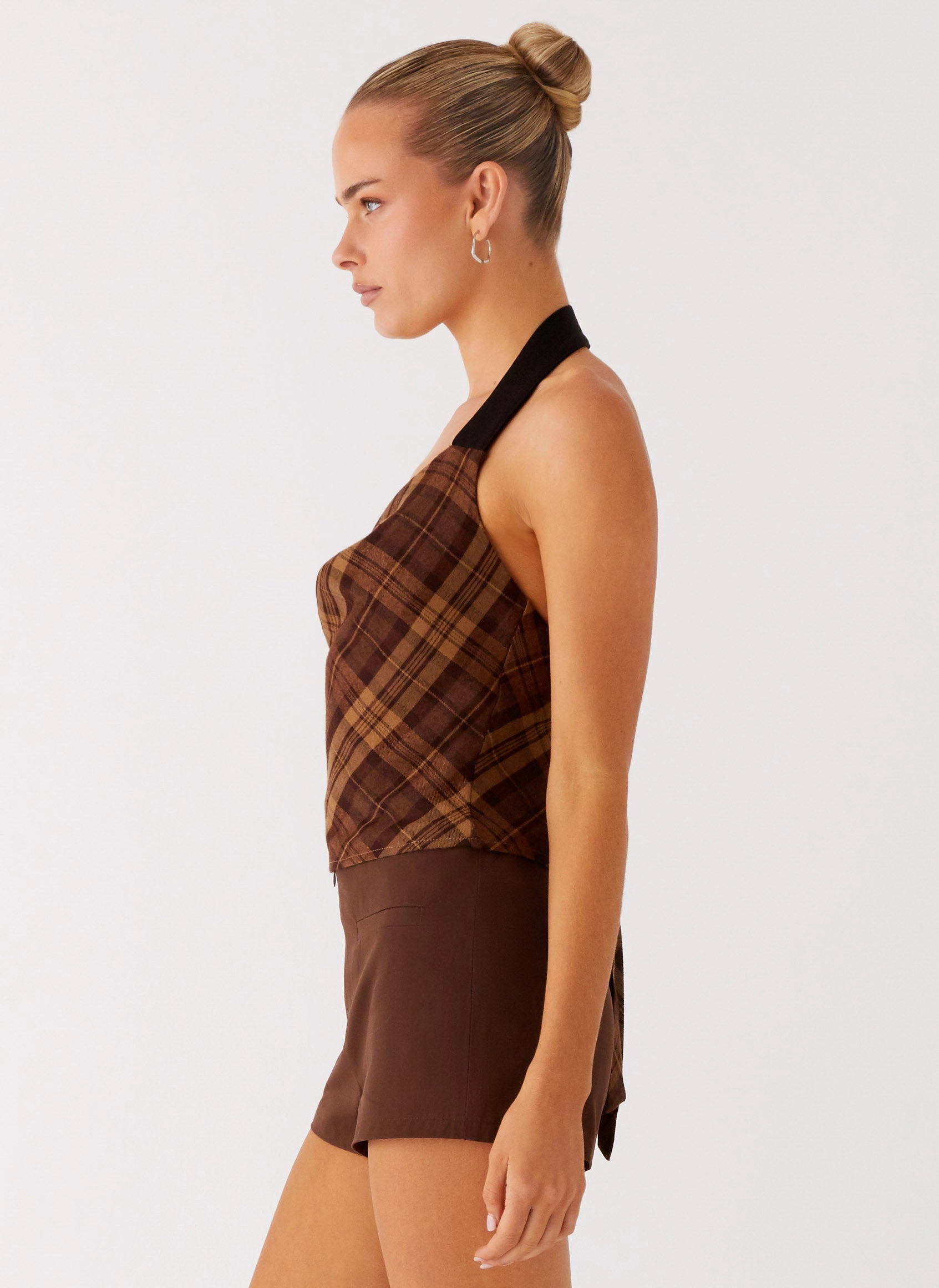 Stateside Cowl Top - Plaid Luxurious Feel OdorResistantTreatment
