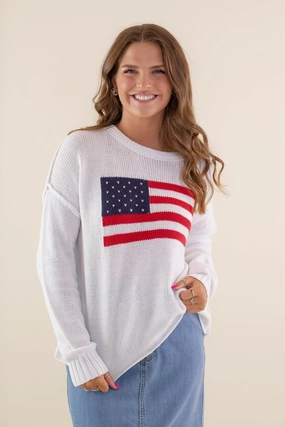 RESTOCK: All American Sweater-White Soft Touch Breathable Mesh Back