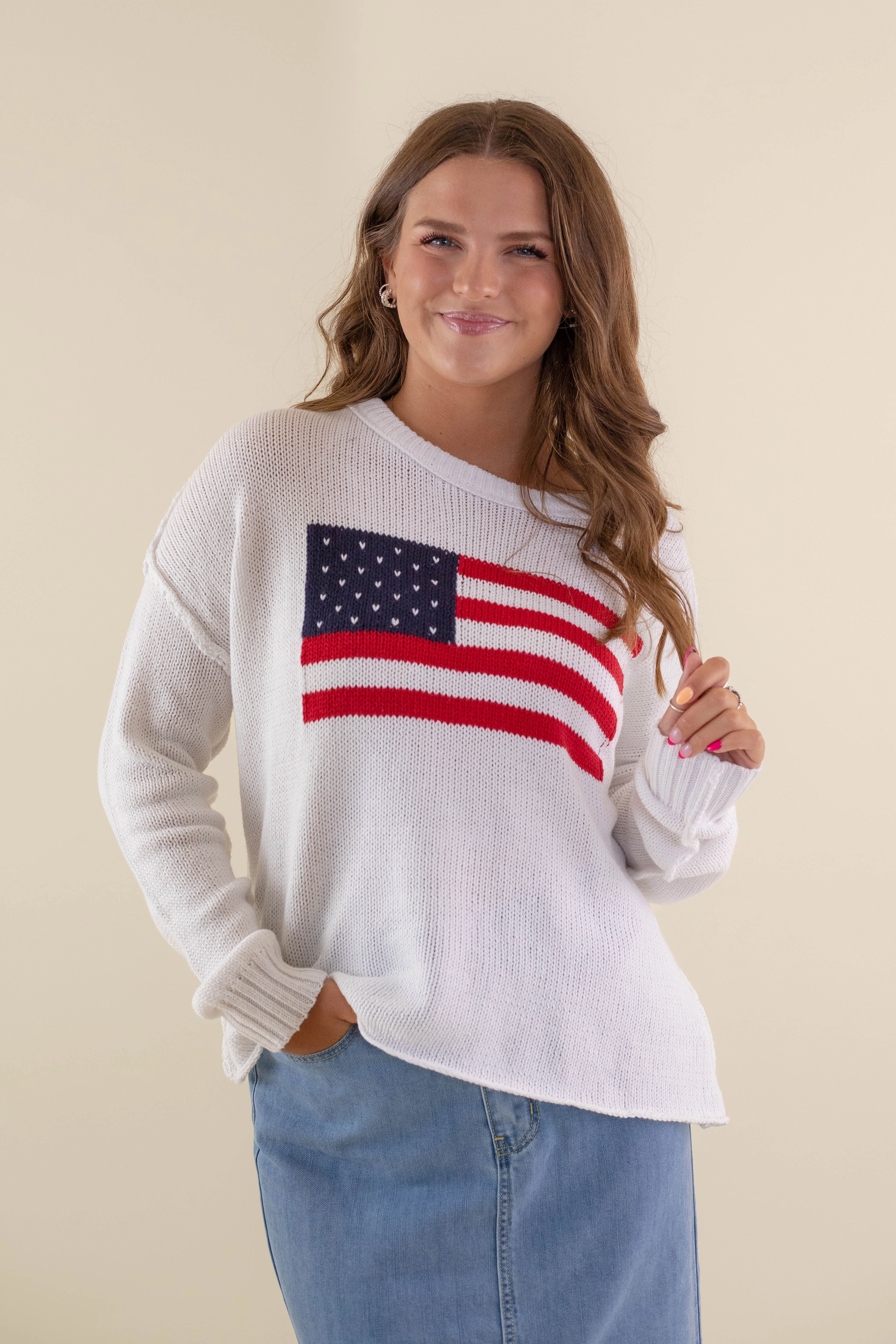 RESTOCK: All American Sweater-White Temperature Regulating Textile DoubleLayeredCollar
