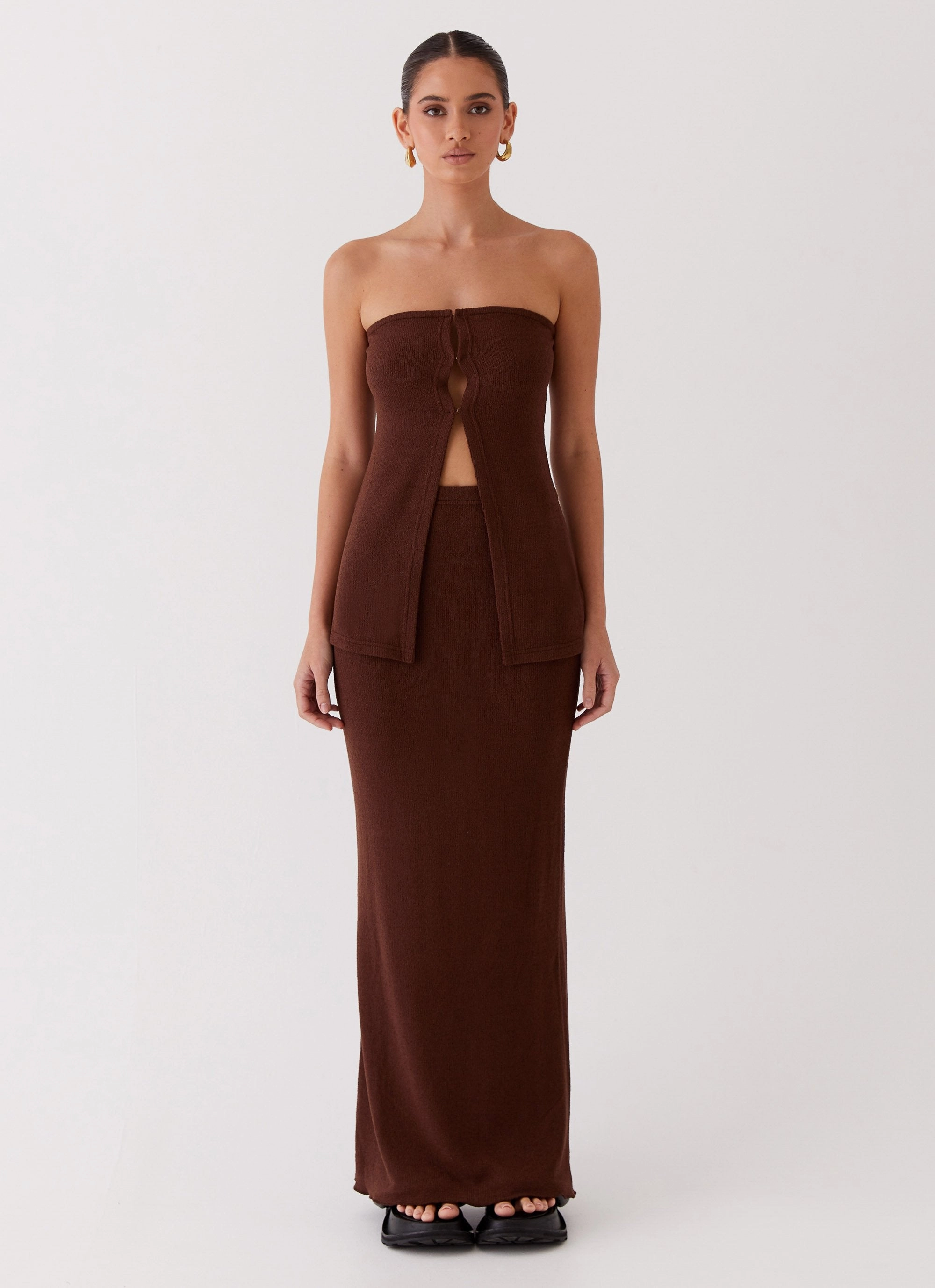 MeshVentilation Delicate Lady Knit Top - Chocolate
