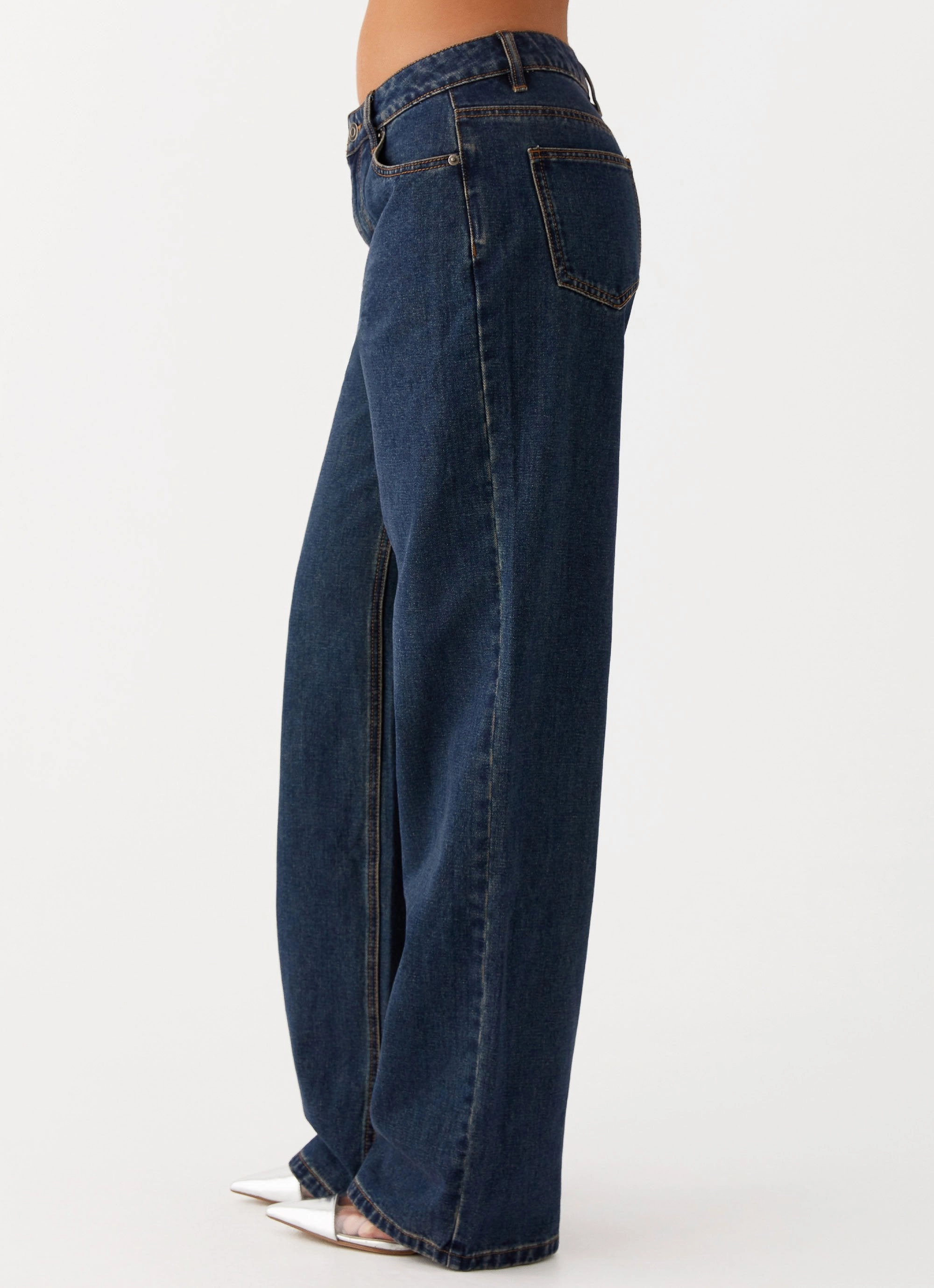 Keanna Low Rise Denim Jeans - Washed Denim Core Flex