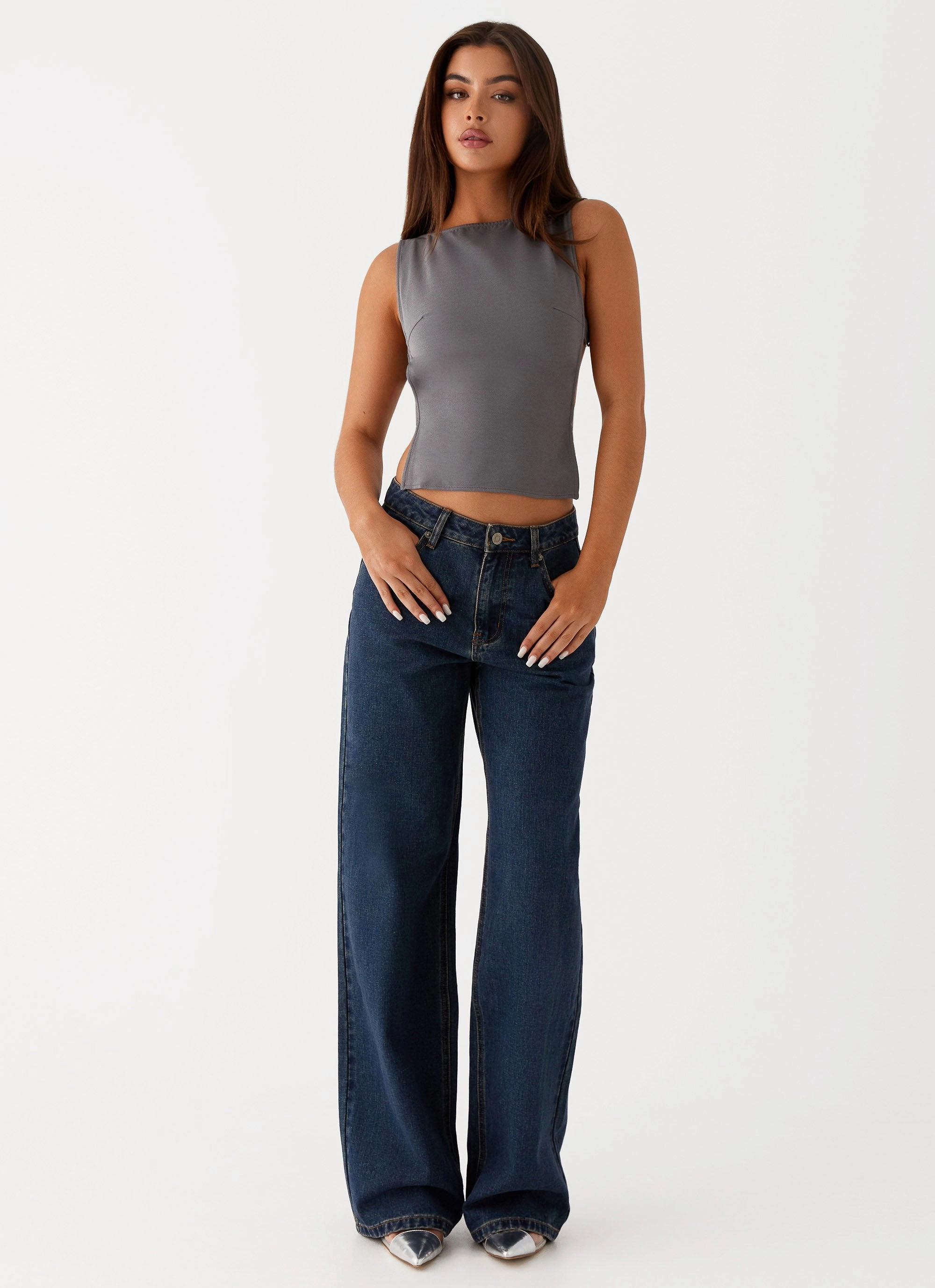 Keanna Low Rise Denim Jeans - Washed Denim Flexible Activewear