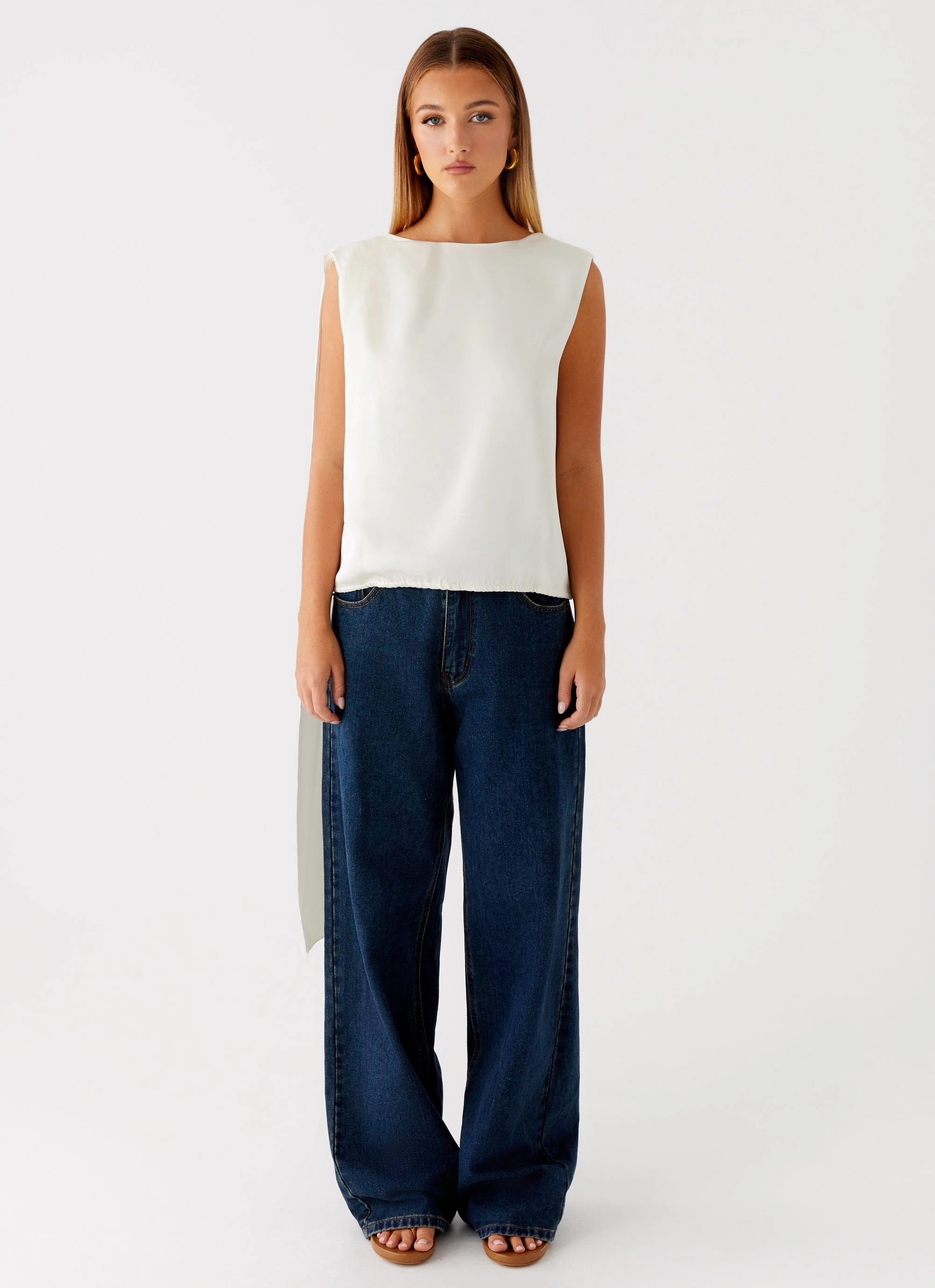Simple Shirt Mojito Cowl Top - Ivory